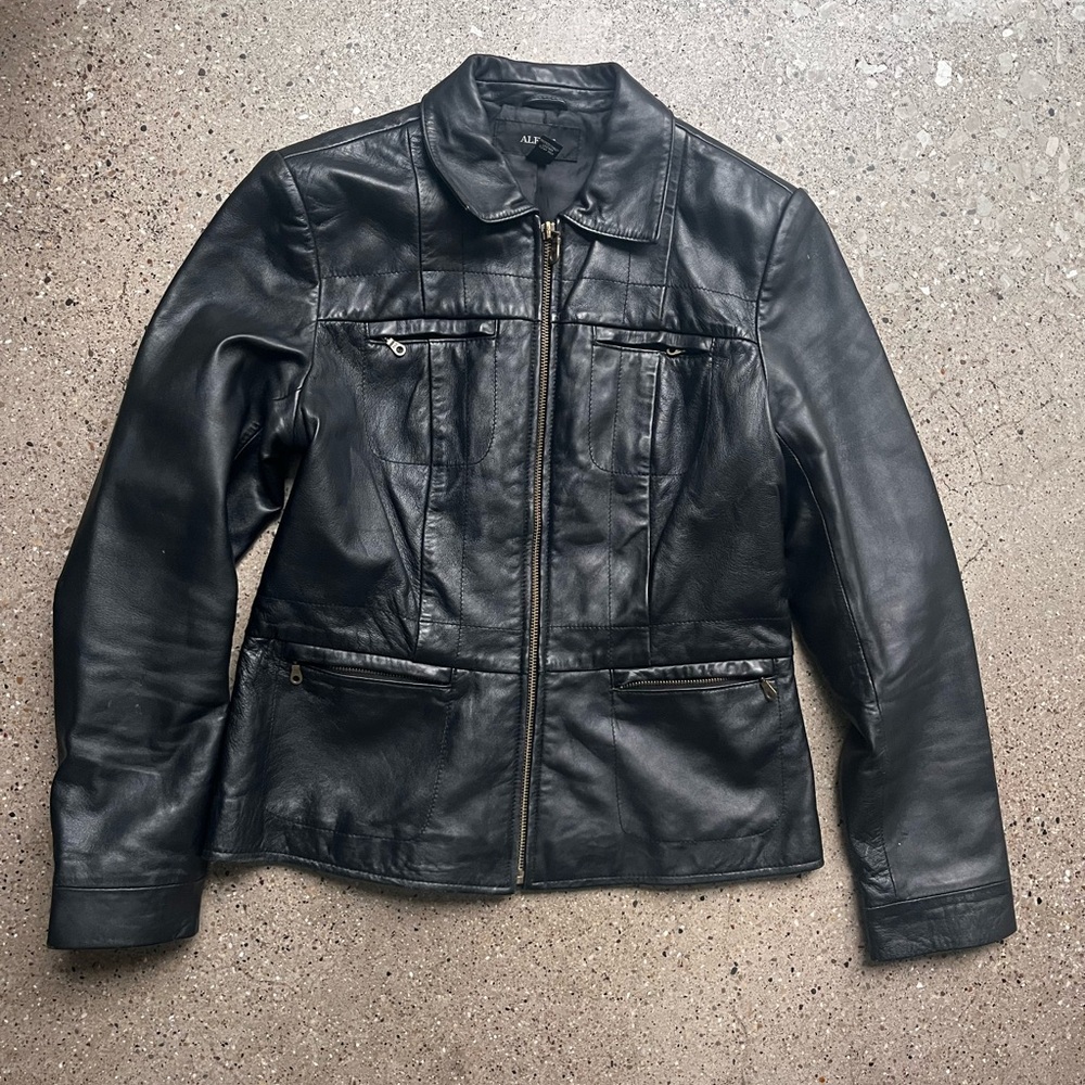 Alfani Women's Classic Black Leather Jacket